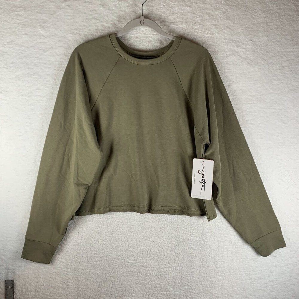 X by Gottex Sweatshirt Women XS Dusty Olive Polyester Round Neck‎ Pullover 7110
